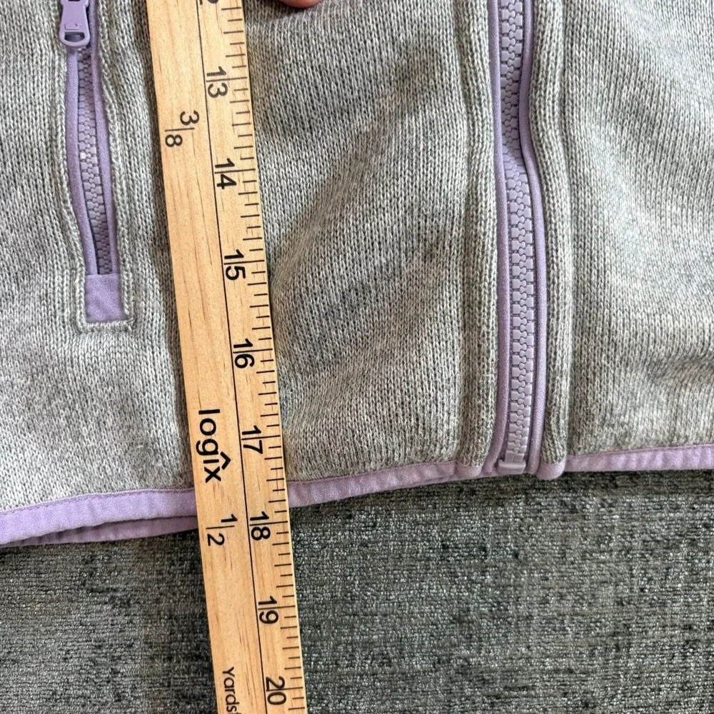 Vineyard Vines Sweater Fleece Vest Girls S 7-8 Gray Purple Full Zip 7O001039